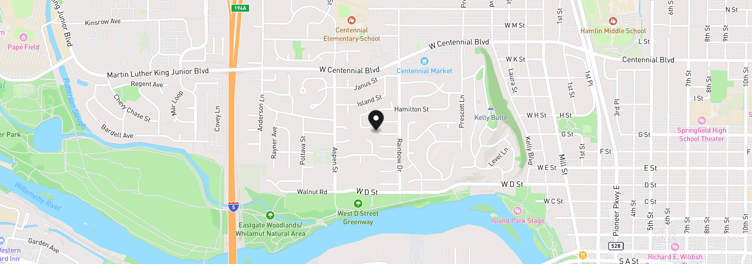 Map showing the location of 871 Salmonberry St, Springfield, OR 97477