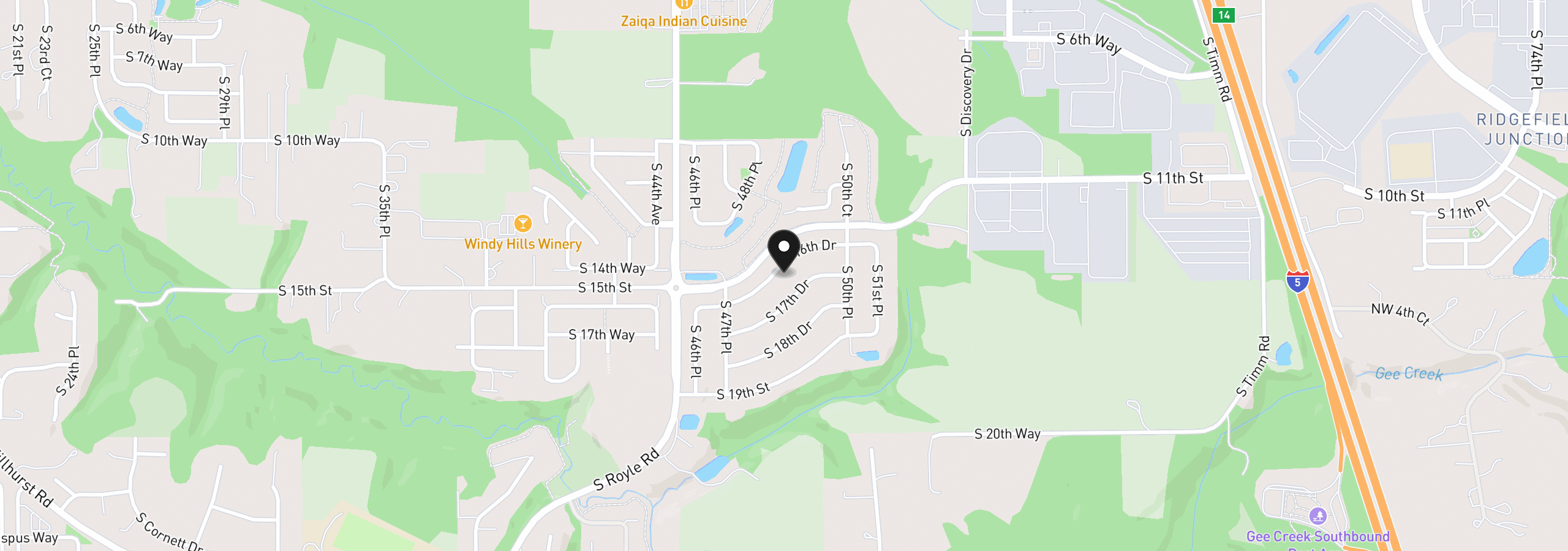 Map showing the location of 4809 S 16th Dr, Ridgefield, Wa 98642