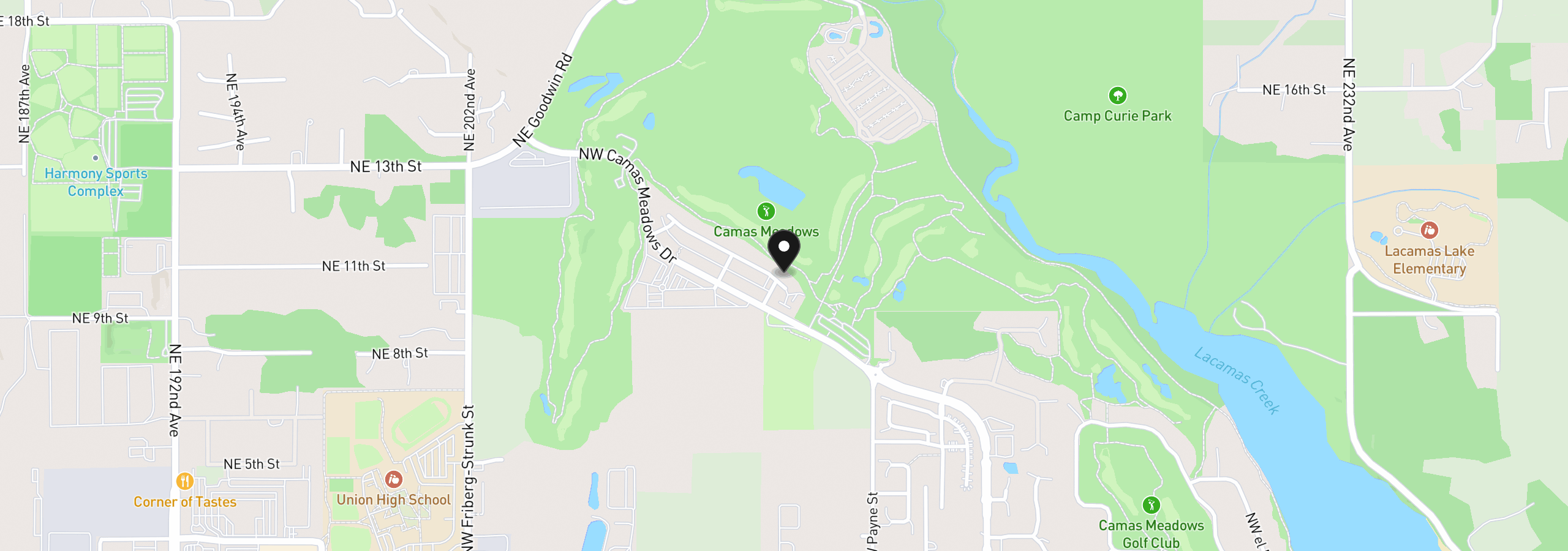 Map showing the location of 4599 NW 71st Ave, Camas, Wa 98607