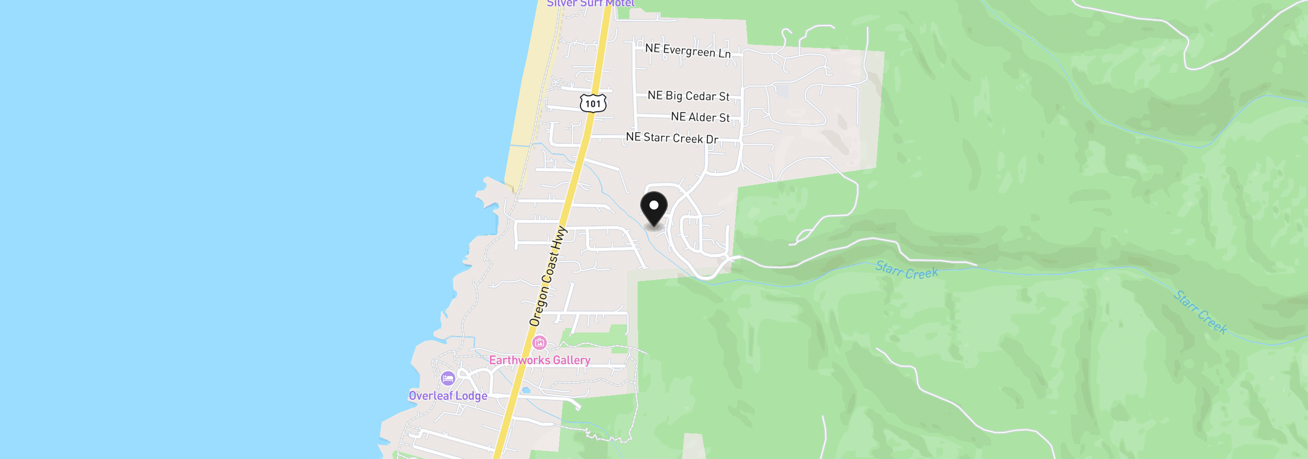 Map showing the location of 2785 NE Starr Creek Rd, Yachats, OR 97498