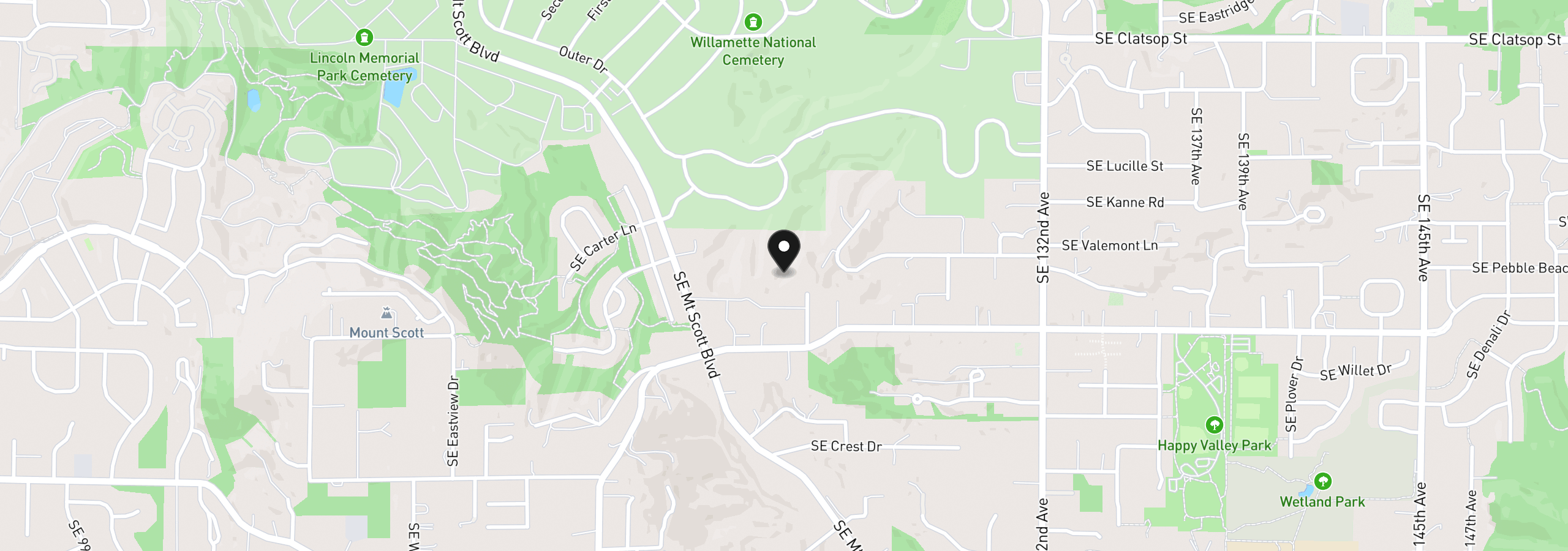 Map showing the location of 9431 SE Ridgecrest Ct, Happy Valley, OR 97086
