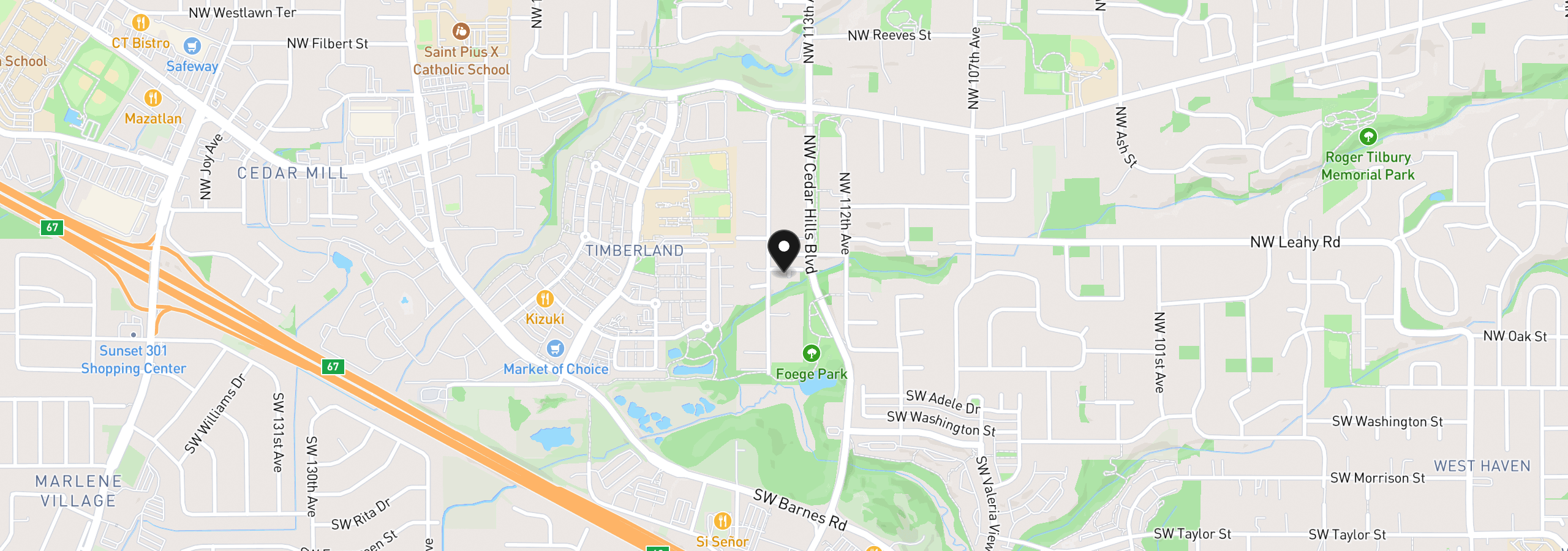 Map showing the location of 11368 NW Pumpkin Ct, Portland, OR 97229