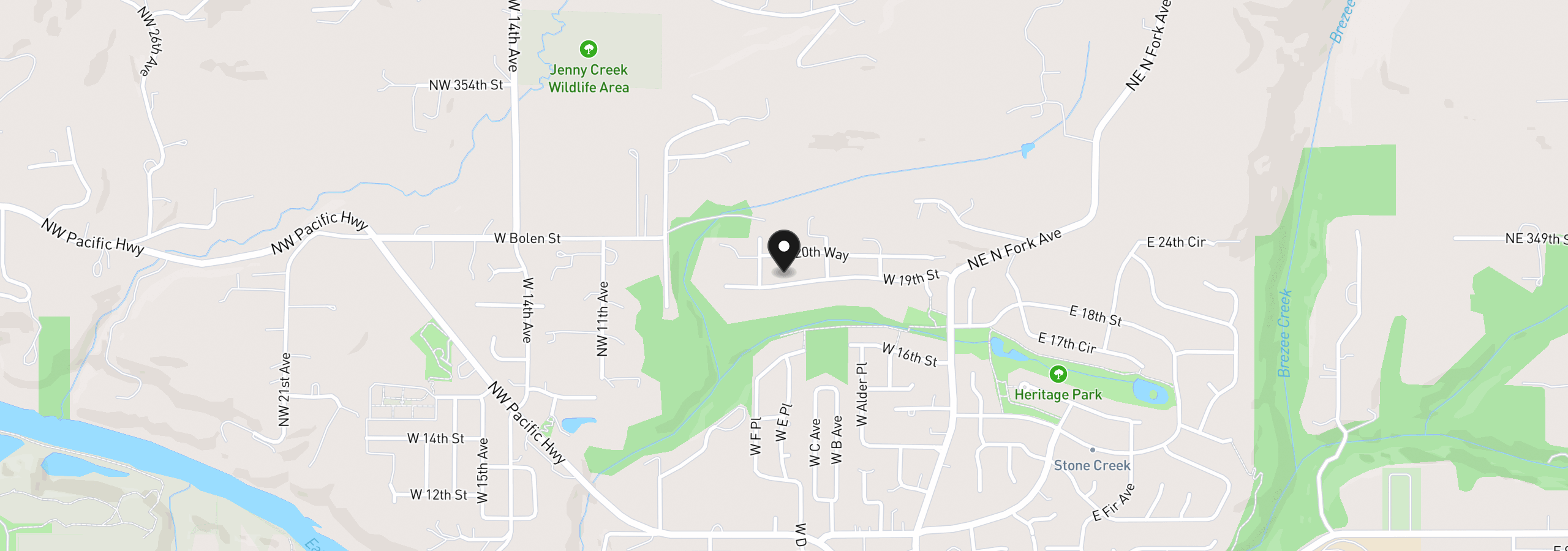 Map showing the location of 509 W 19th St, La Center, Wa 98629