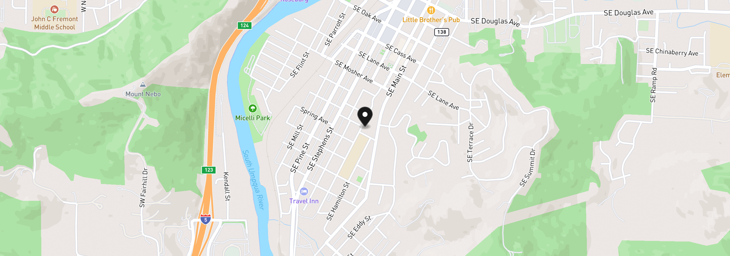 Map showing the location of 1151 SE Jackson St, Roseburg, OR 97470
