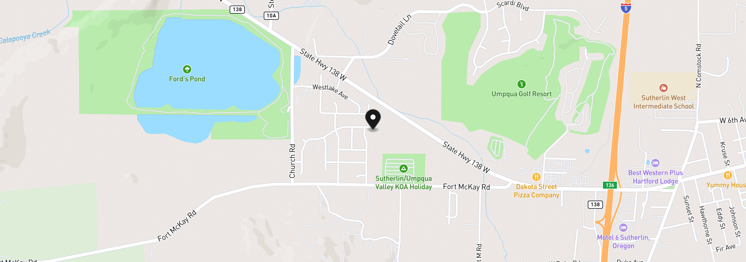 Map showing the location of 2558 Golfview Ave, Sutherlin, OR 97479