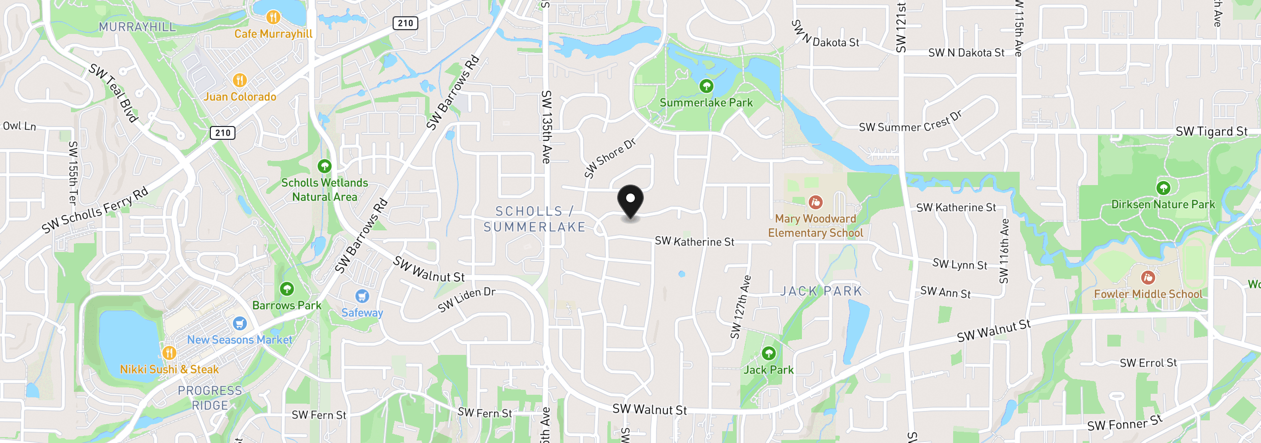 Map showing the location of 13130 SW Falcon Rise Dr, Portland, OR 97223