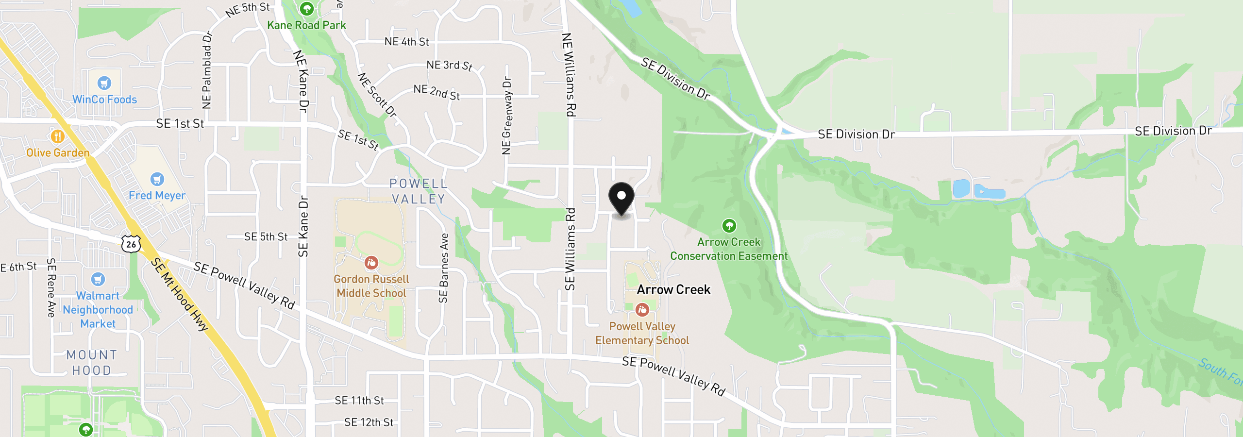 Map showing the location of 4740 SE 2nd St, Gresham, OR 97080