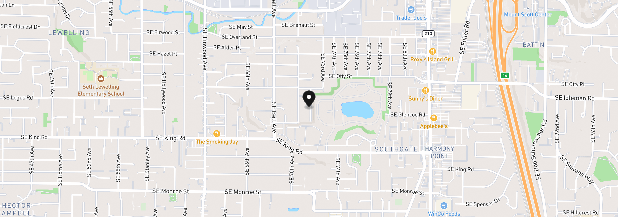 Map showing the location of 10125 SE 72nd Ave, Milwaukie, OR 97222