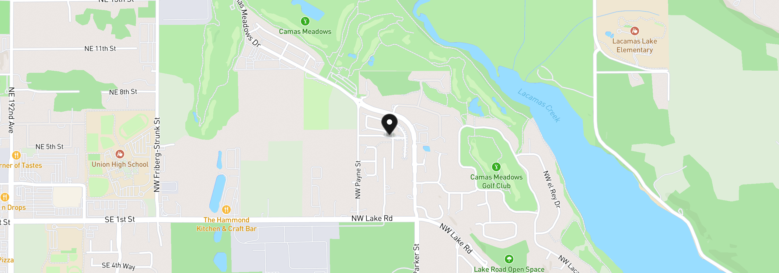 Map showing the location of 6408 NW Olympic Ln 43, Camas, Wa 98607