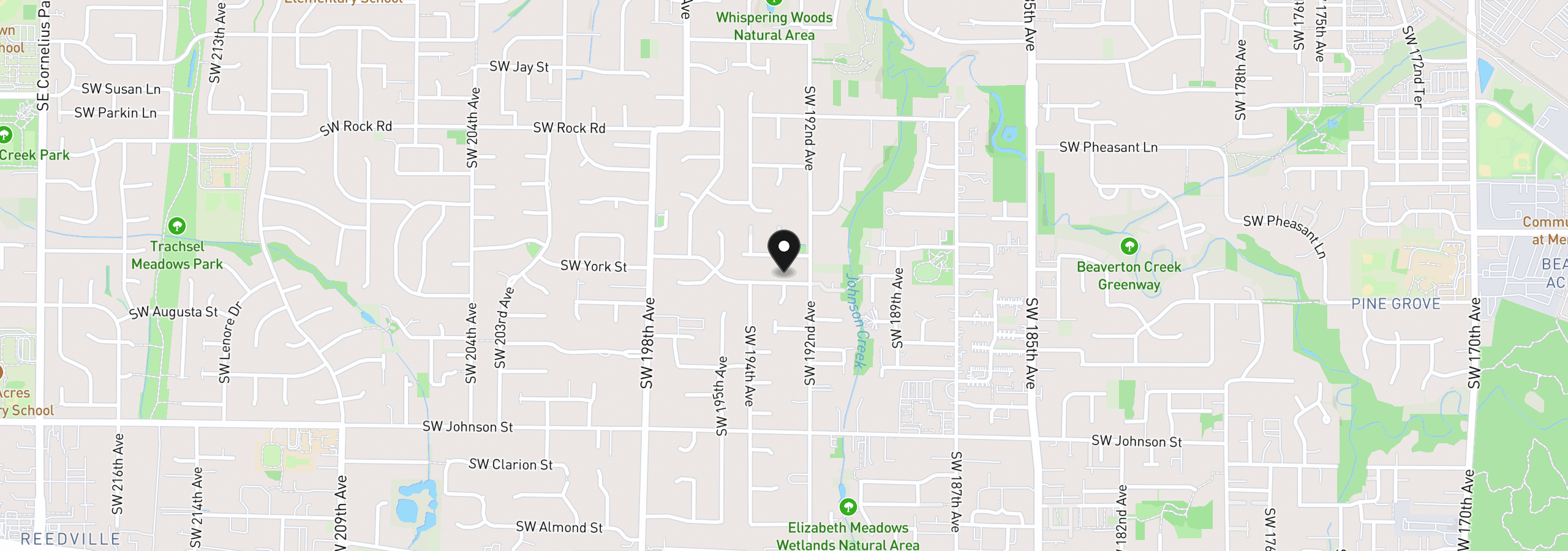 Map showing the location of 19305 SW York St, Beaverton, OR 97003