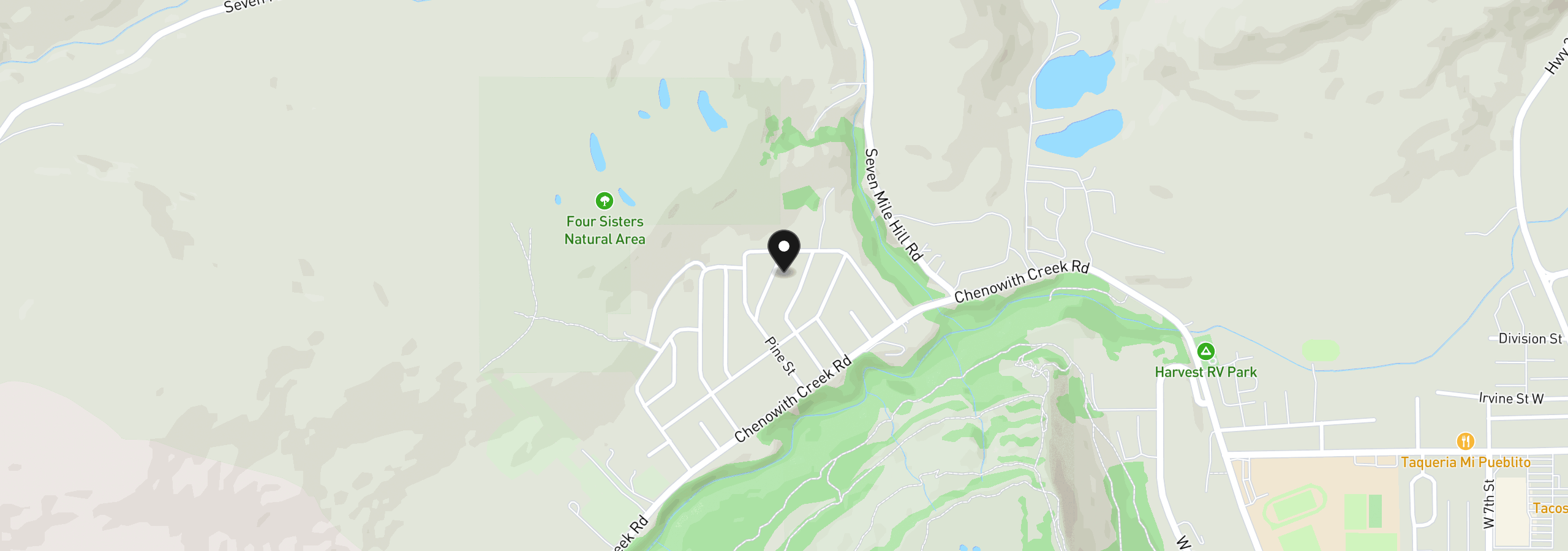 Map showing the location of 1159 W Pine St, The Dalles, OR 97058