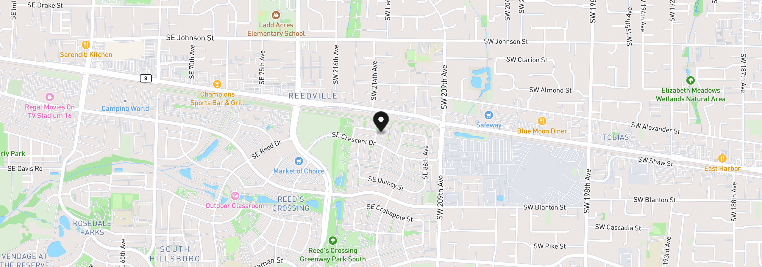 Map showing the location of 3312 SE Arrowhead Ave, Hillsboro, OR 97123