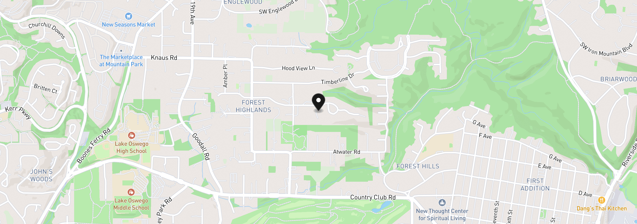 Map showing the location of 964 Country Commons Ln, Lake Oswego, OR 97034