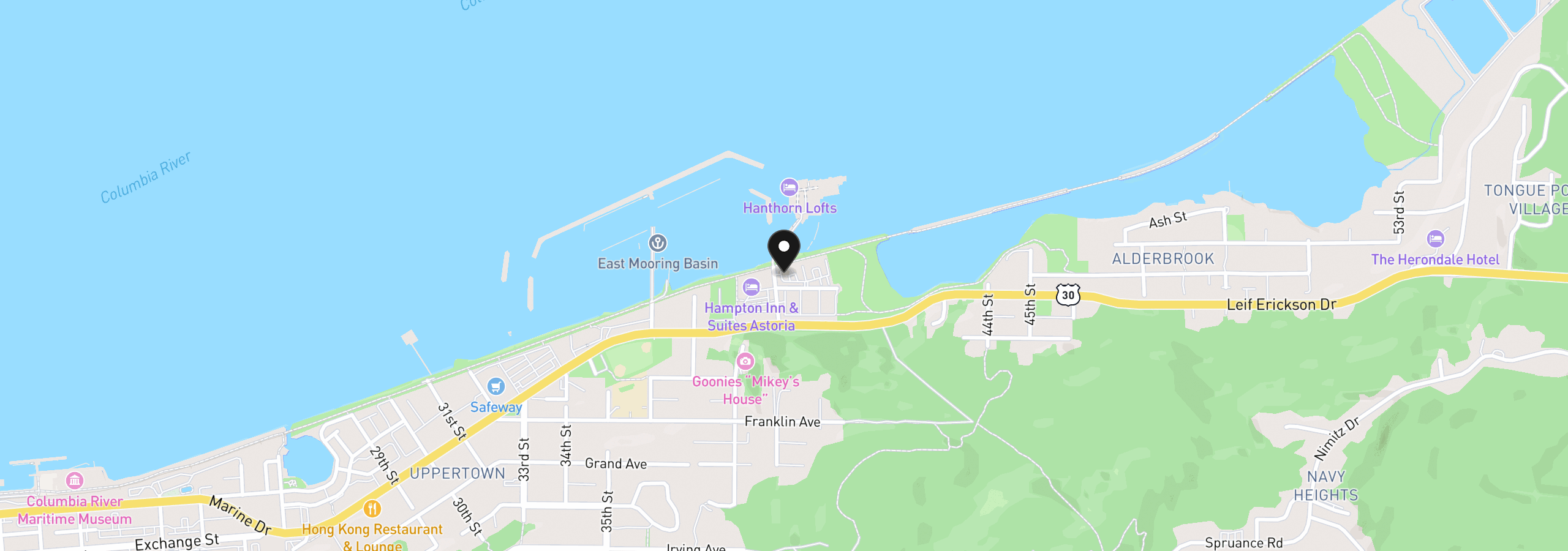 Map showing the location of 3930 Abbey Ln 301a, Astoria, OR 97103