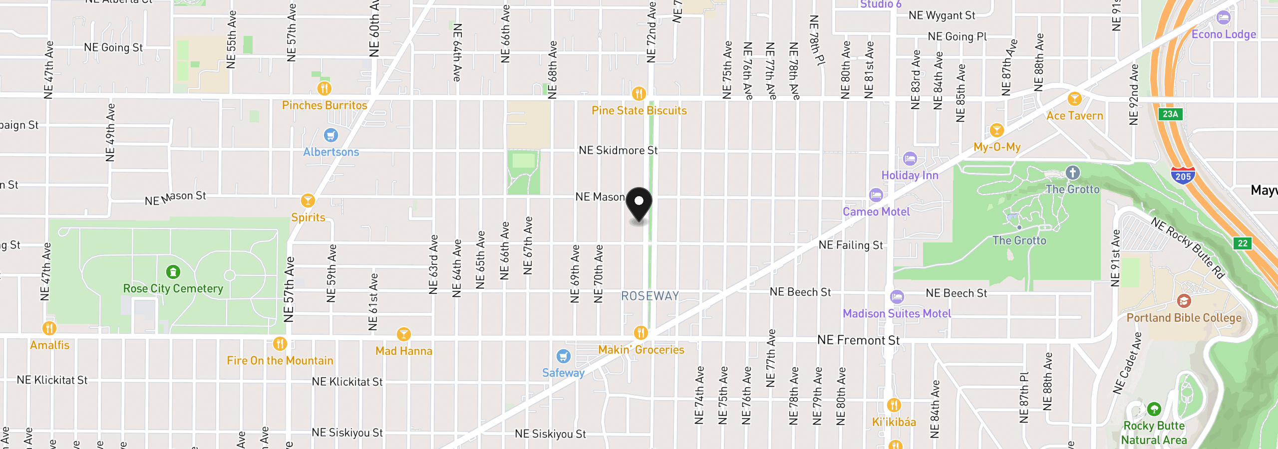 Map showing the location of 3935 NE 72nd Ave, Portland, OR 97213