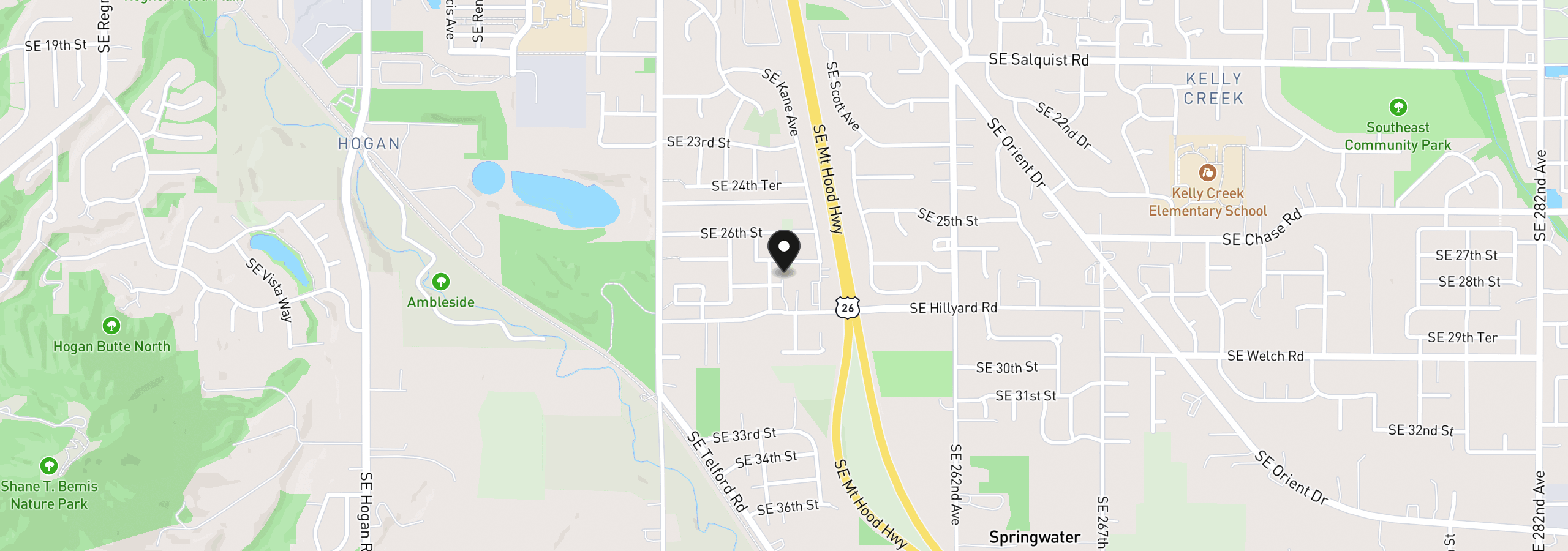 Map showing the location of 3329 SE Hillyard Rd, Gresham, OR 97080