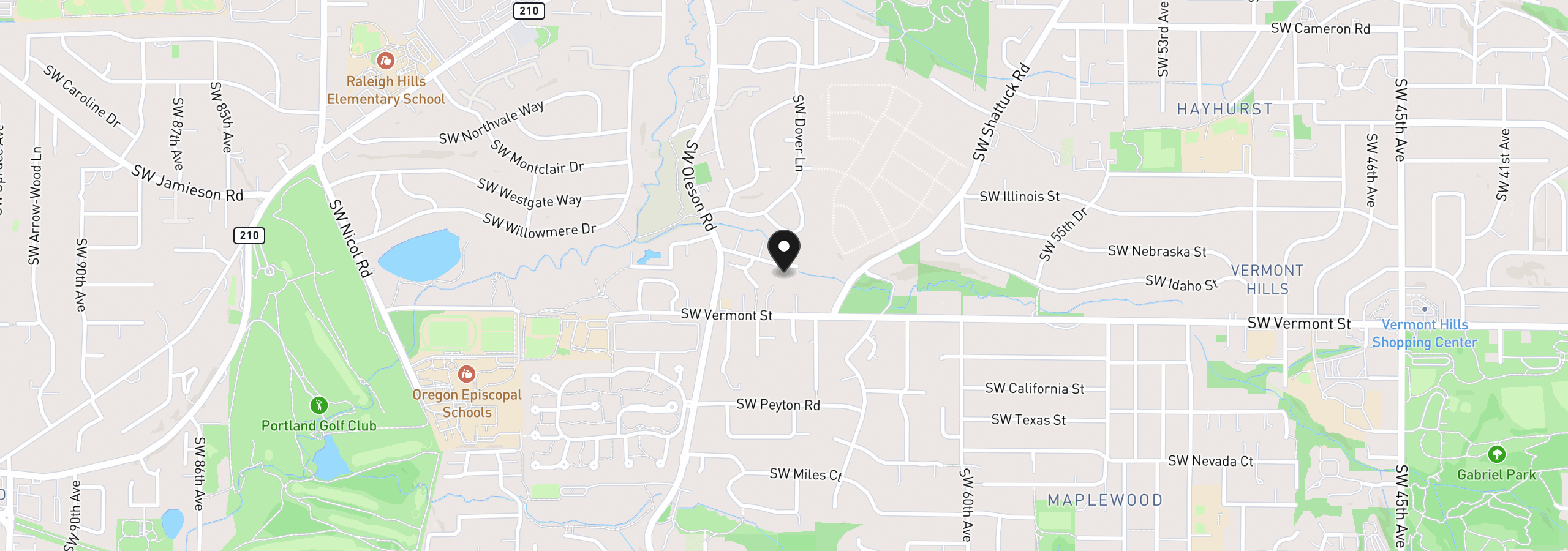 Map showing the location of 6610 SW Terri Ct 10, Portland, OR 97225