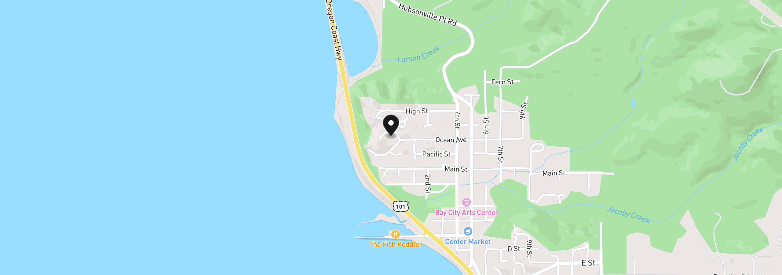 Map showing the location of 44 South Ridge Dr, Bay City, OR 97107