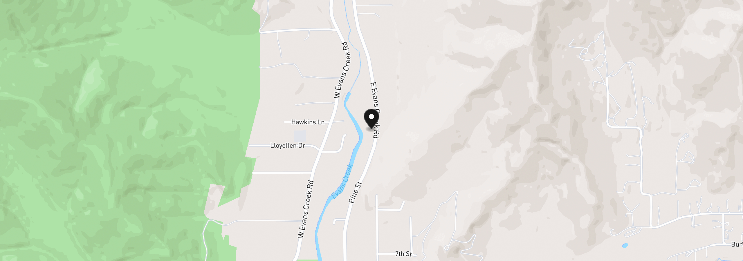 Map showing the location of 1221 E Evans Creek Rd, Rogue River, OR 97537