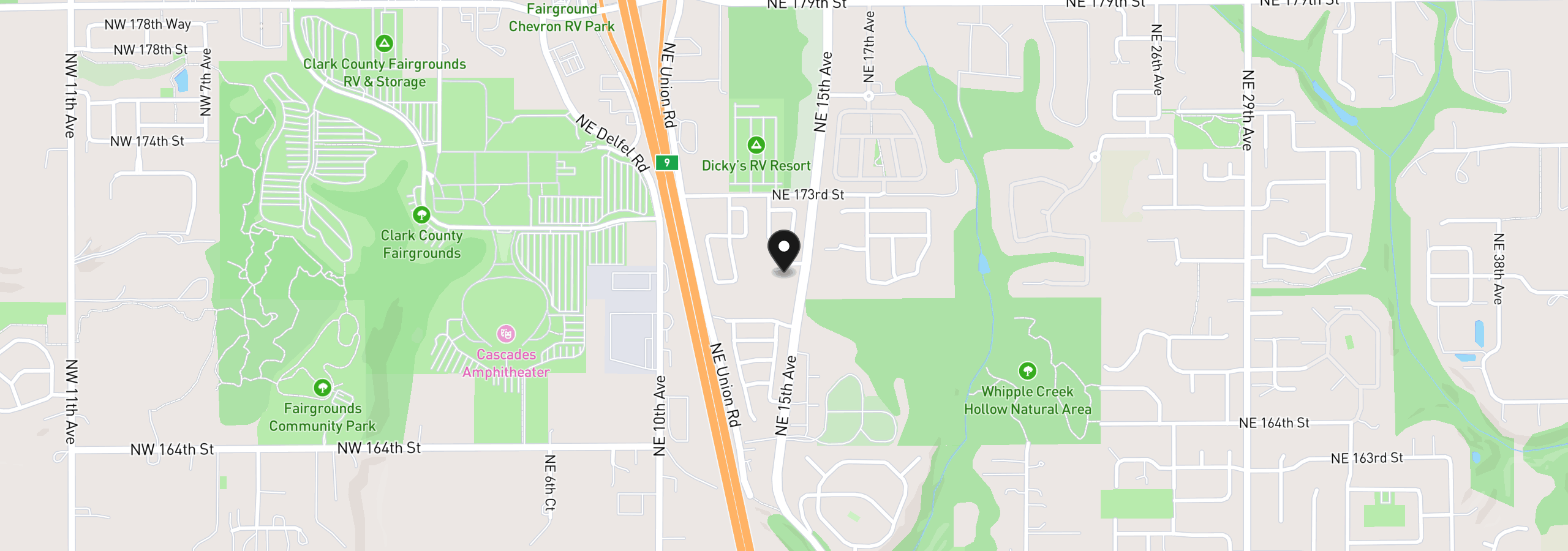 Map showing the location of 1409 NE 170th Cir, Ridgefield, Wa 98642