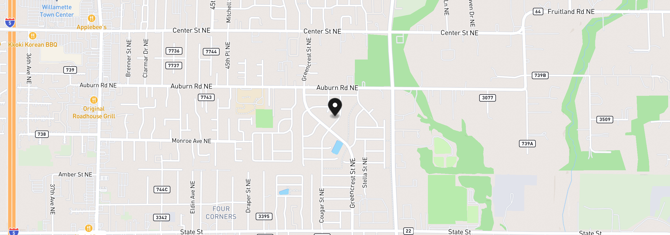 Map showing the location of 427 Lost Lake NE St, Salem, OR 97301