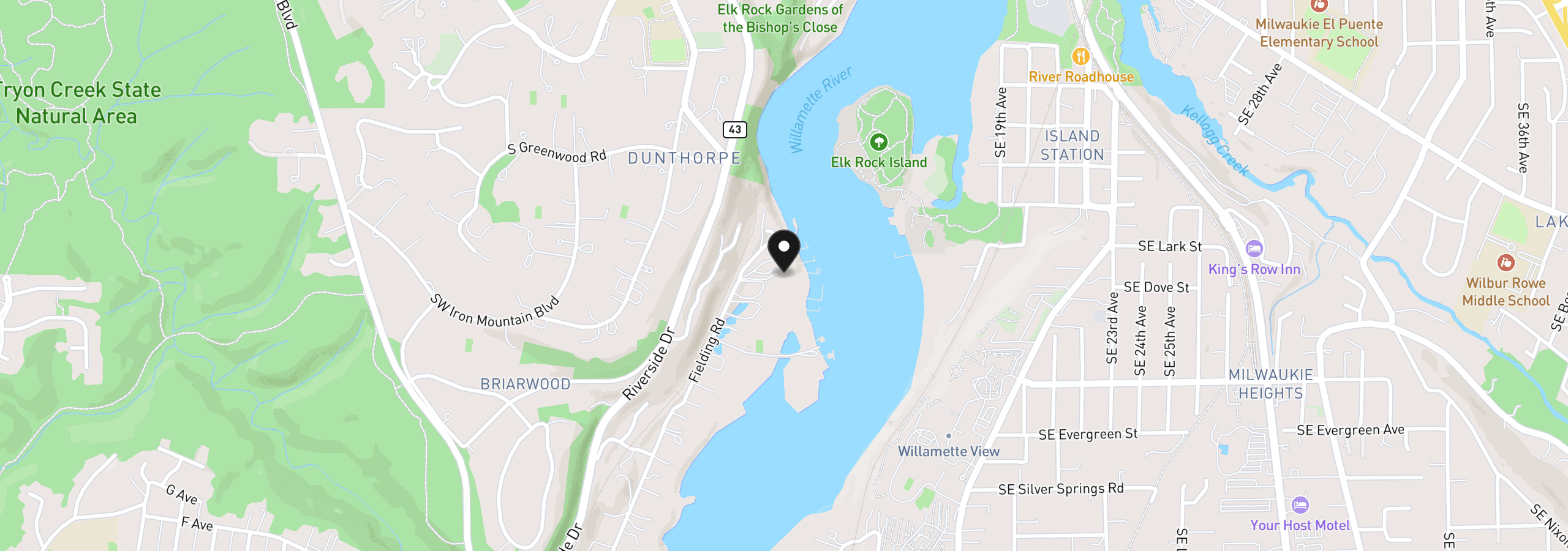 Map showing the location of 12790 S Fielding Rd, Lake Oswego, OR 97034
