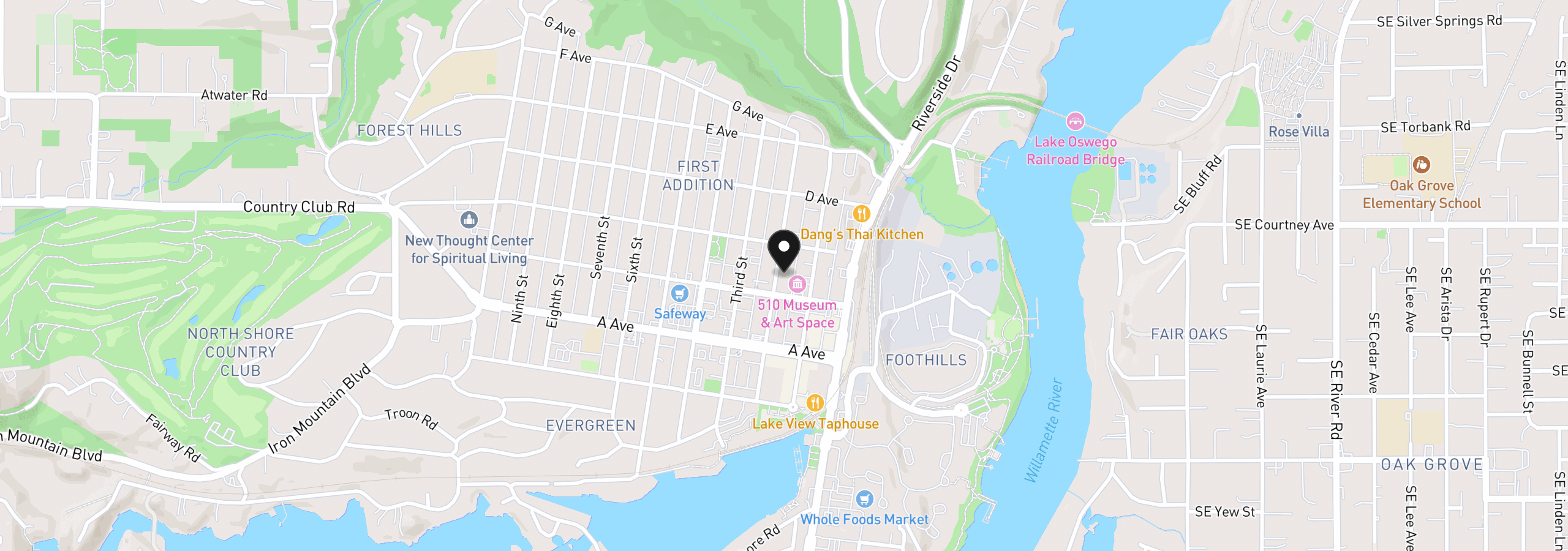 Map showing the location of 527 2nd St, Lake Oswego, OR 97034