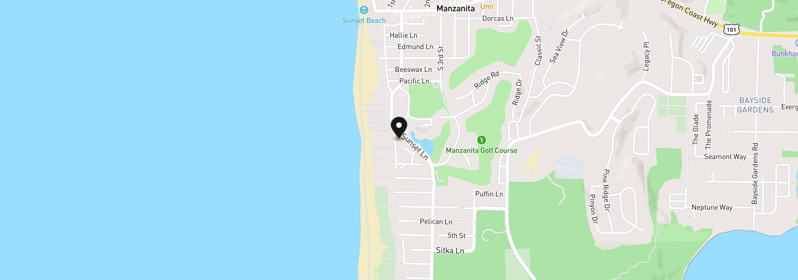 Map showing the location of 958 Beach St, Manzanita, OR 97130
