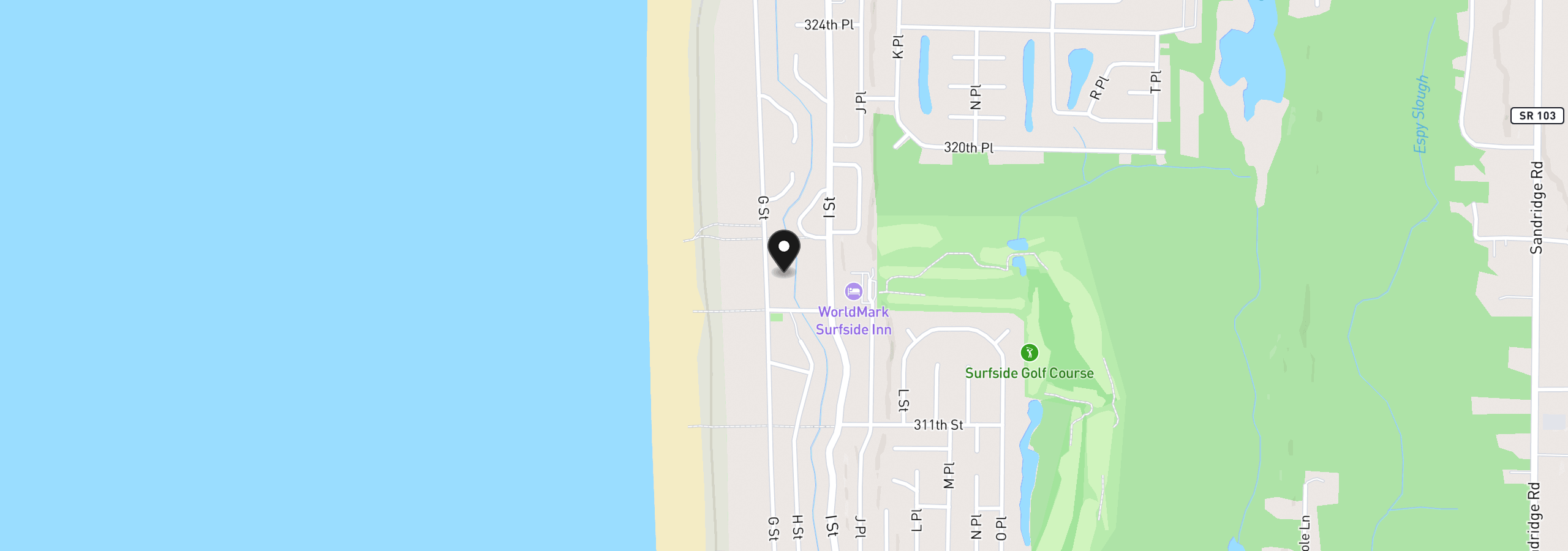Map showing the location of 31604 G St, Ocean Park, Wa 98640
