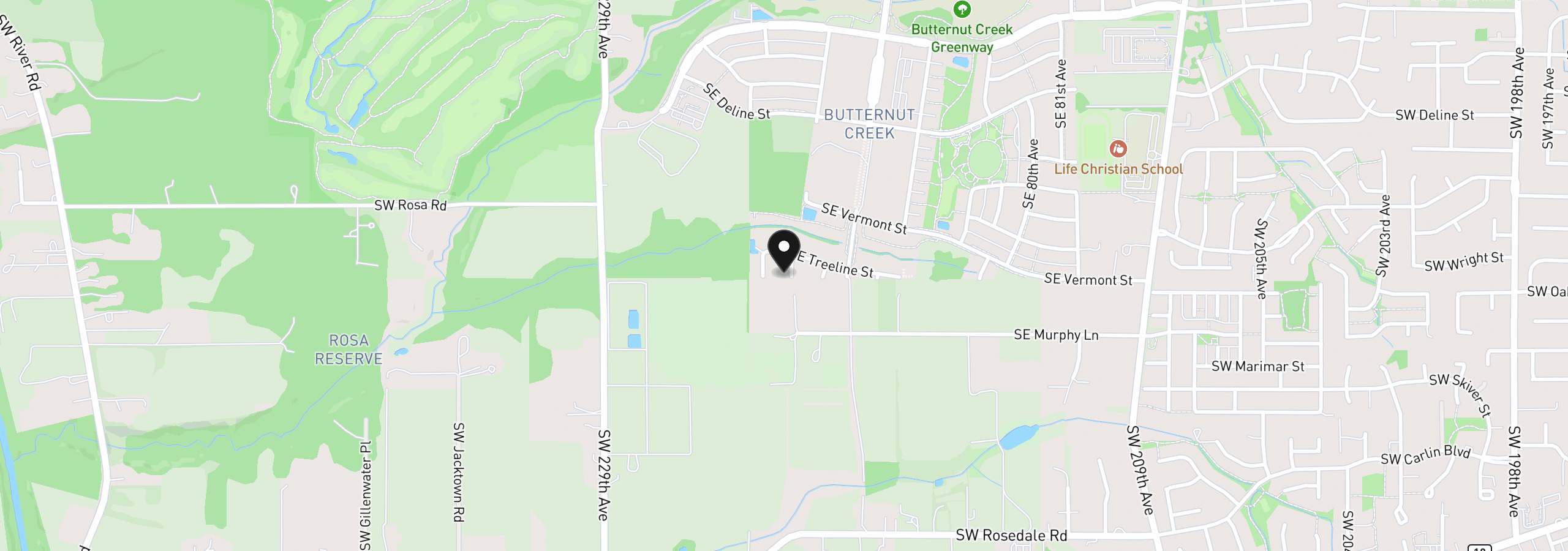 Map showing the location of 5965 SE 74th Ave, Hillsboro, OR 97123