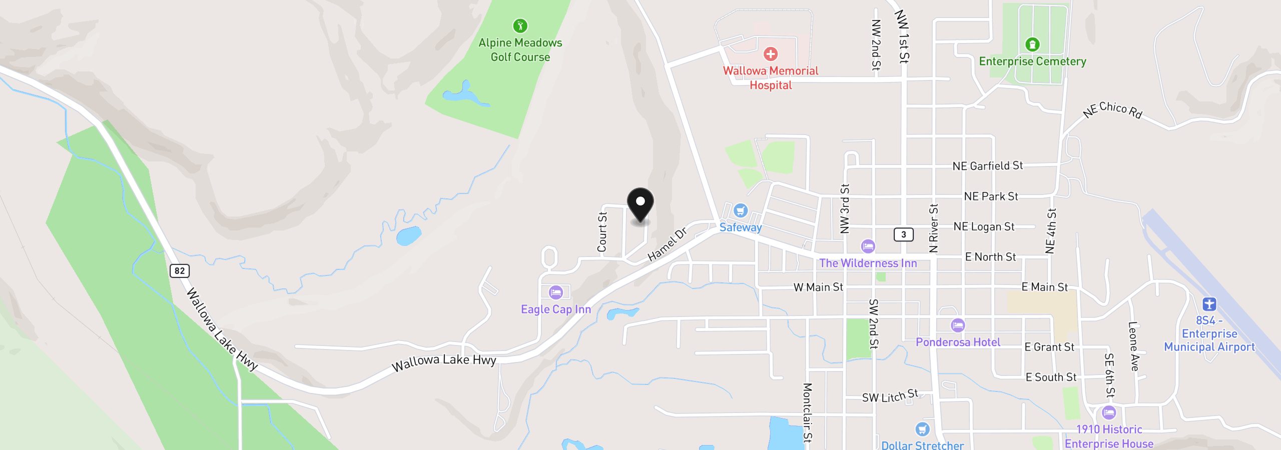 Map showing the location of 206 Autim St, Enterprise, OR 97828