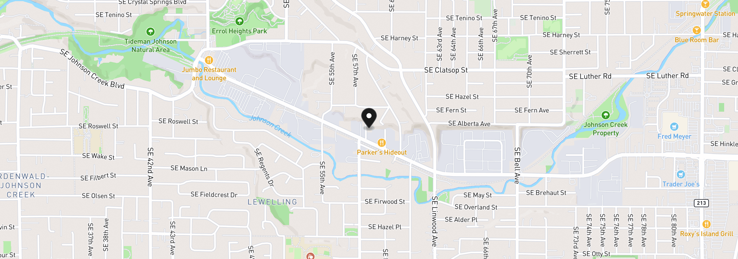 Map showing the location of 8940 SE Stanley Pl, Portland, OR 97206