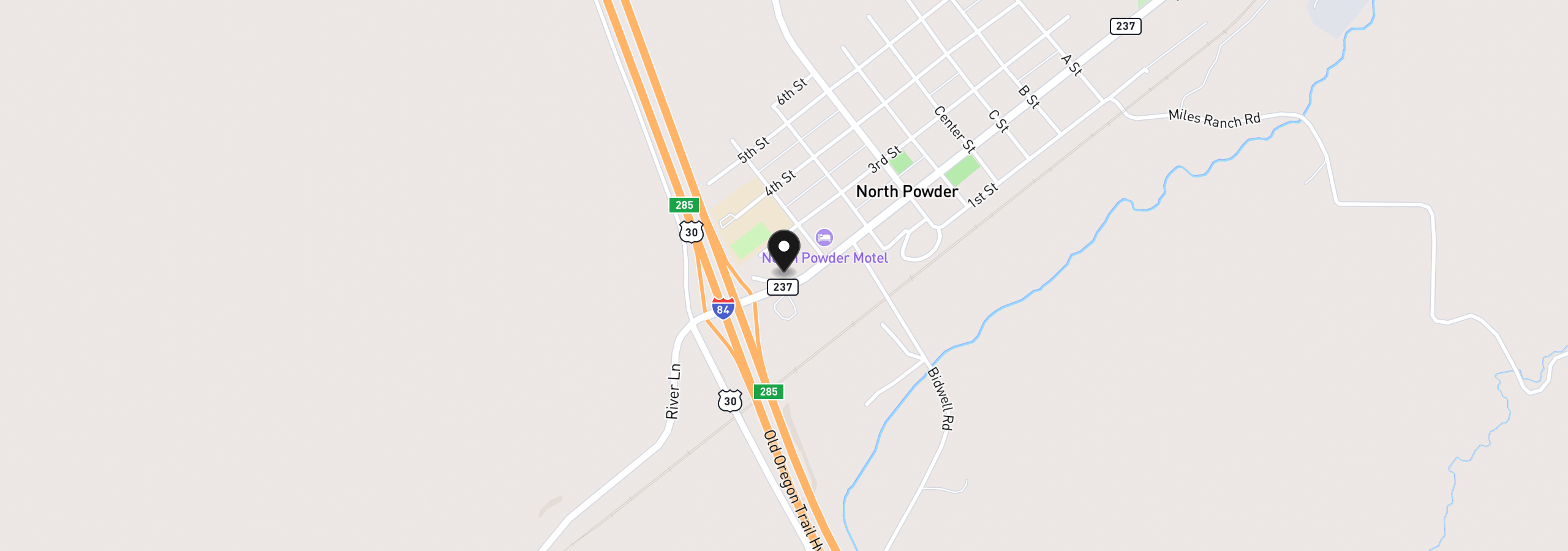 Map showing the location of 970 2nd St, North Powder, OR 97867