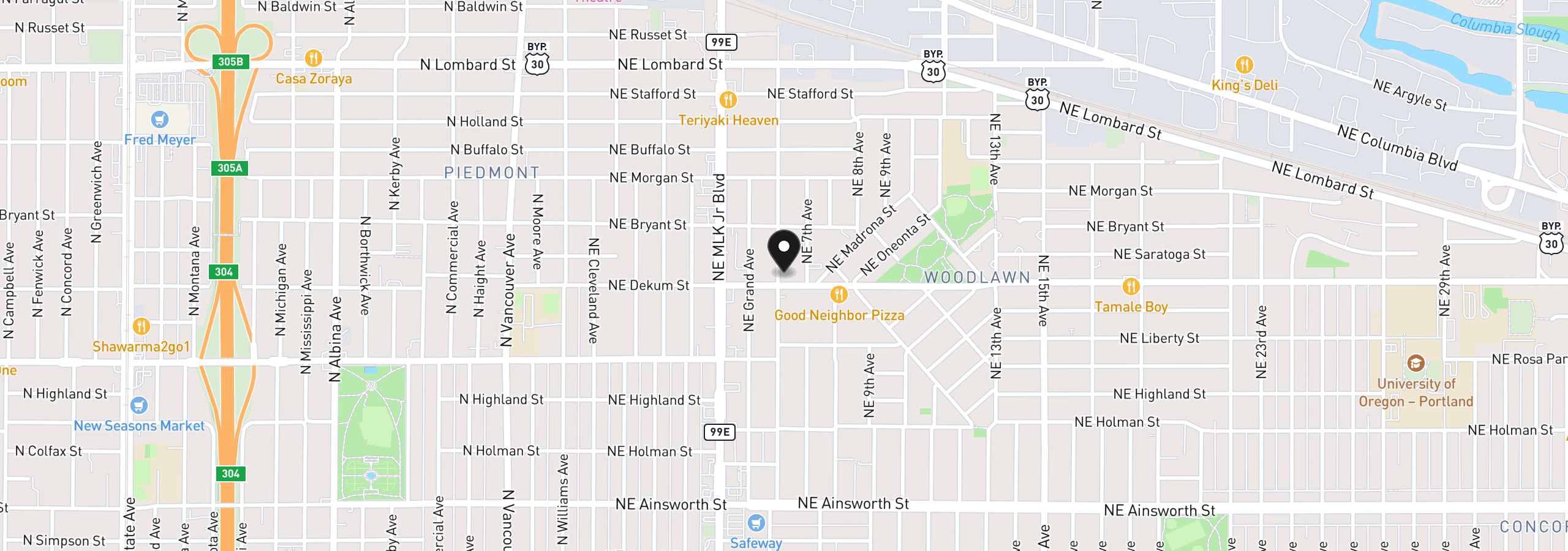 Map showing the location of 6802 NE 6th Ave, Portland, OR 97211