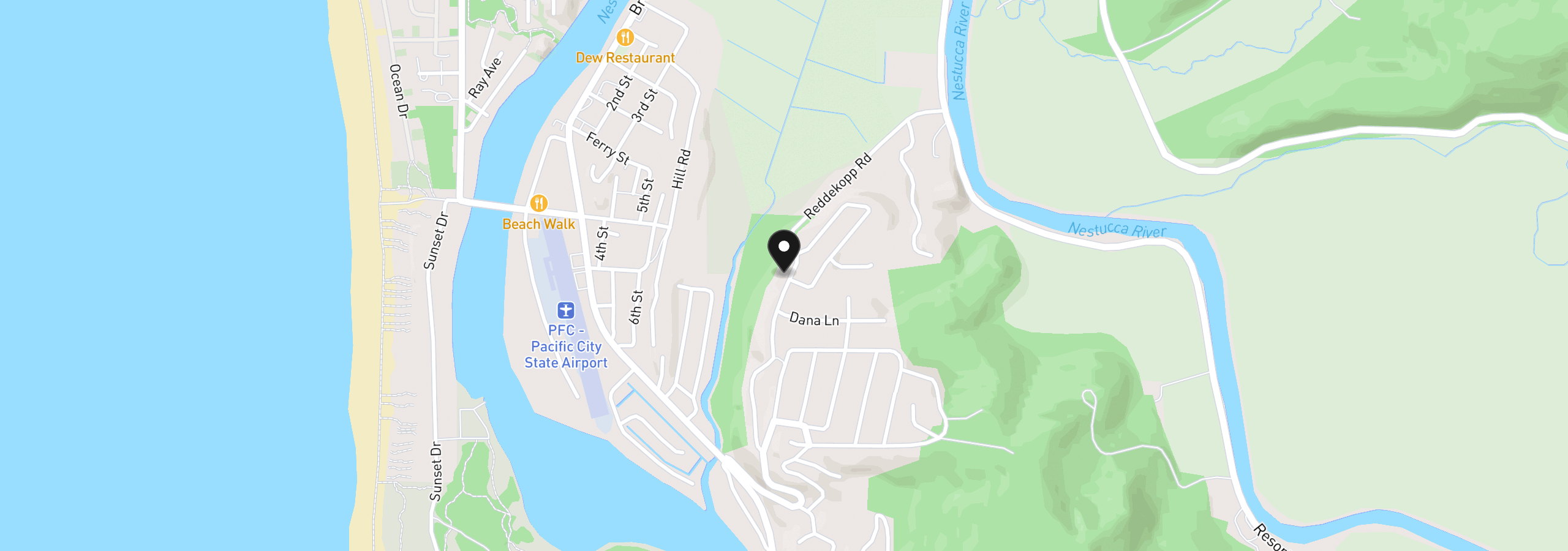 Map showing the location of 110 Reddekopp Dr, Pacific City, OR 97135