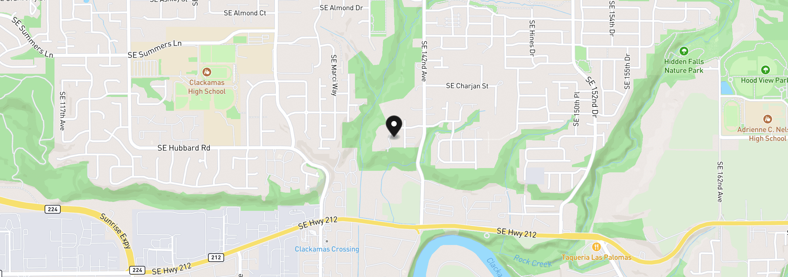 Map showing the location of 14182 SE Iseli, Clackamas, OR 97015