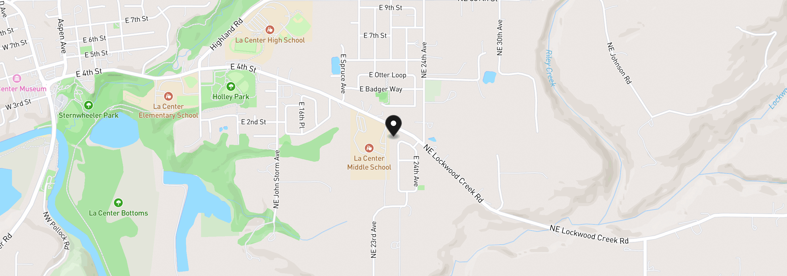 Map showing the location of 128 E Airedale Ave, La Center, Wa 98629