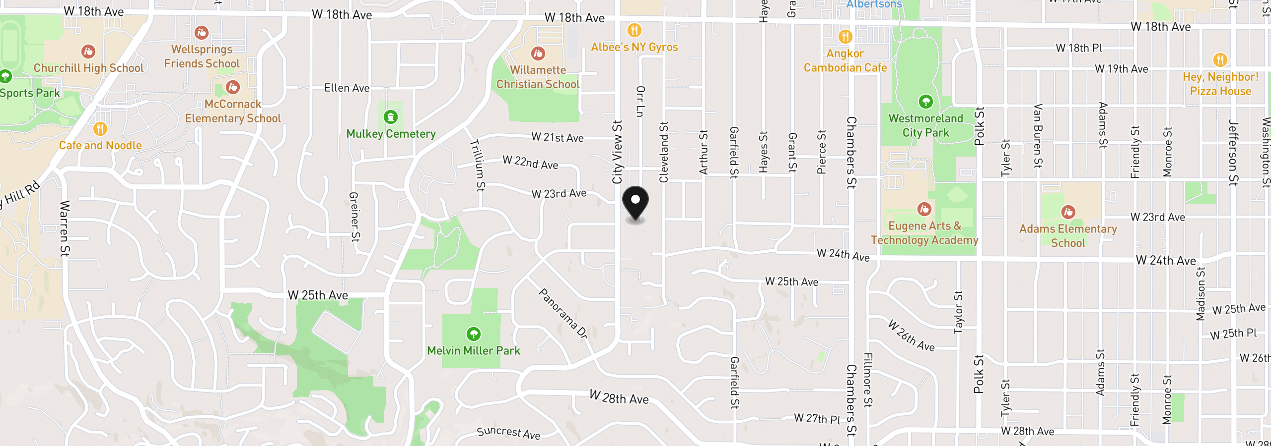 Map showing the location of 2310 Orr Ln, Eugene, OR 97405