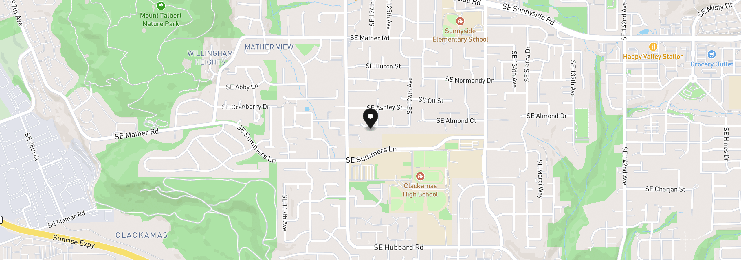 Map showing the location of 12378 SE Blaine Dr, Clackamas, OR 97015