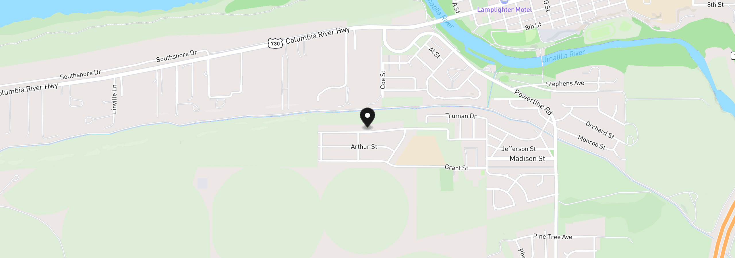 Map showing the location of 481 Taft St, Umatilla, OR 97882