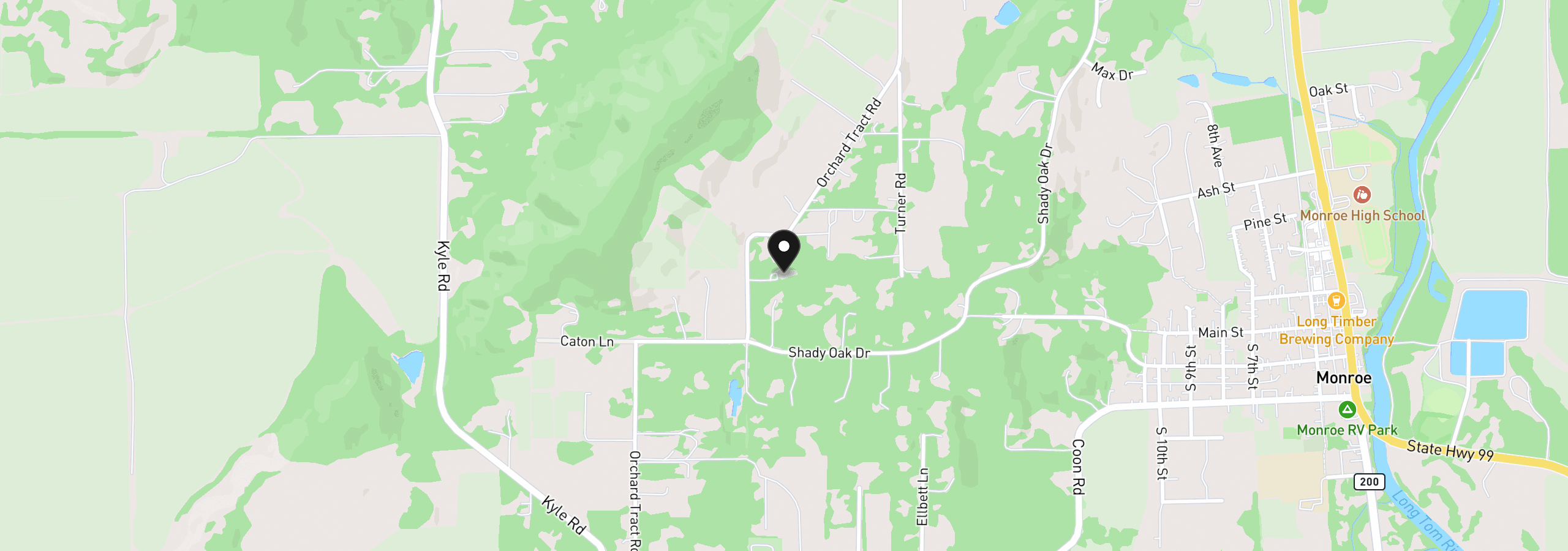 Map showing the location of 25055 Orchard Tract Rd, Monroe, OR 97456