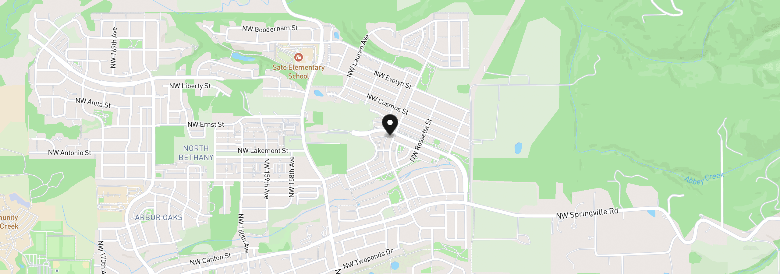Map showing the location of 7172 NW Bountiful Ter, Portland, OR 97229