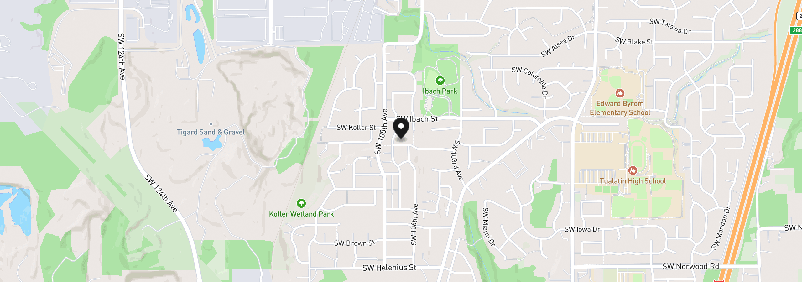 Map showing the location of 10645 SW Meier Dr, Tualatin, OR 97062
