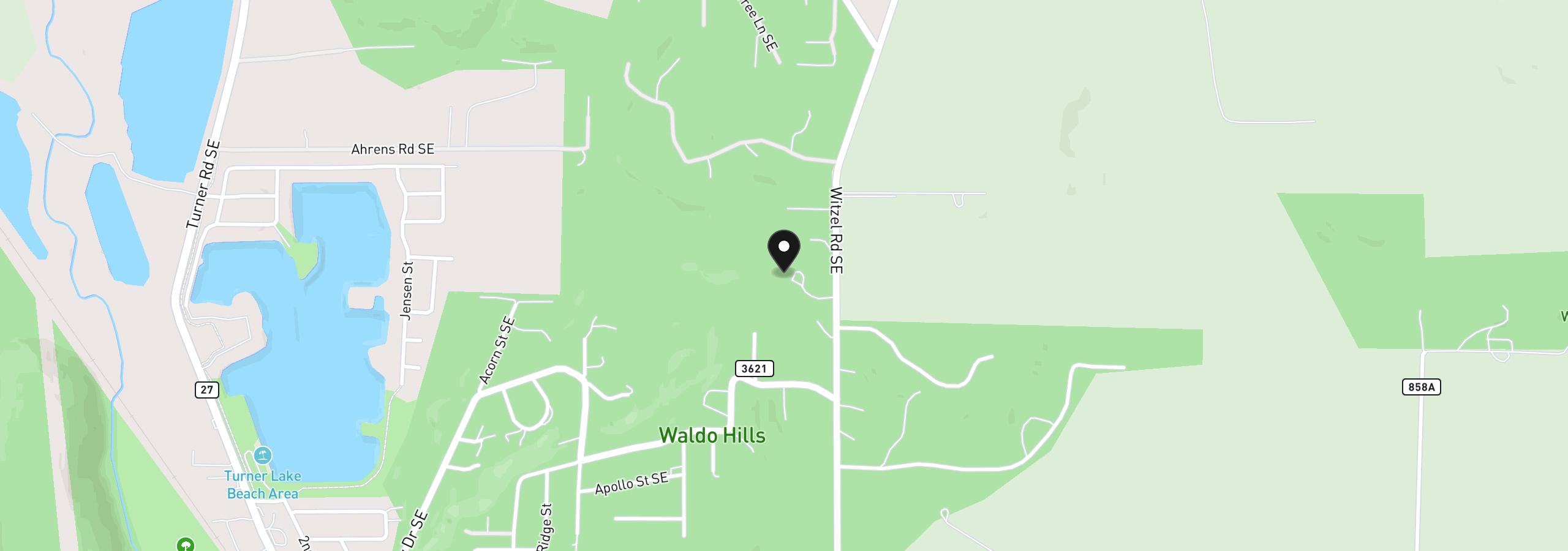 Map showing the location of 6571 SE Witzel Rd, Salem, OR 97317
