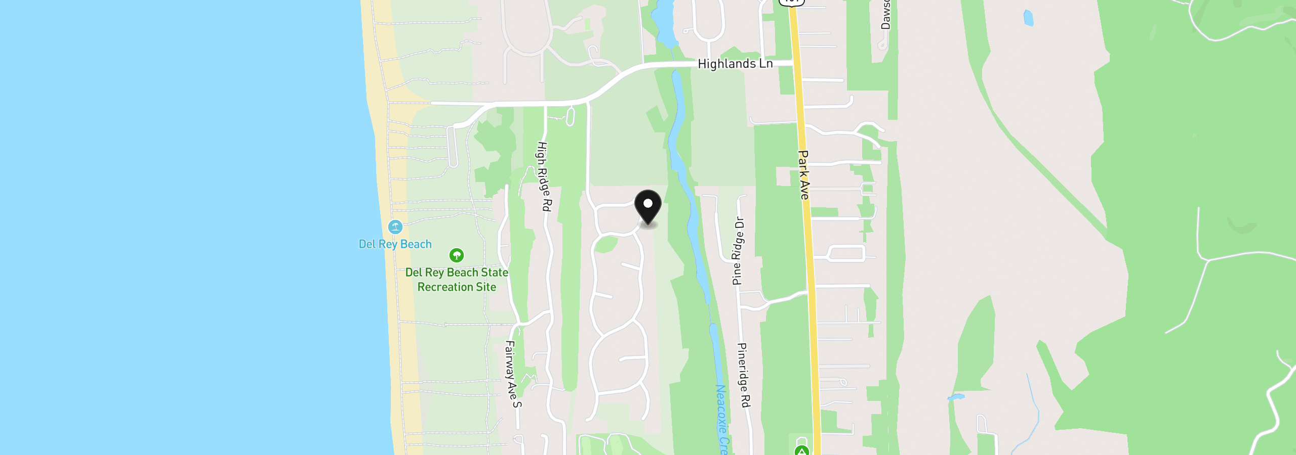 Map showing the location of 5295 Drummond Dr, Gearhart, OR 97138