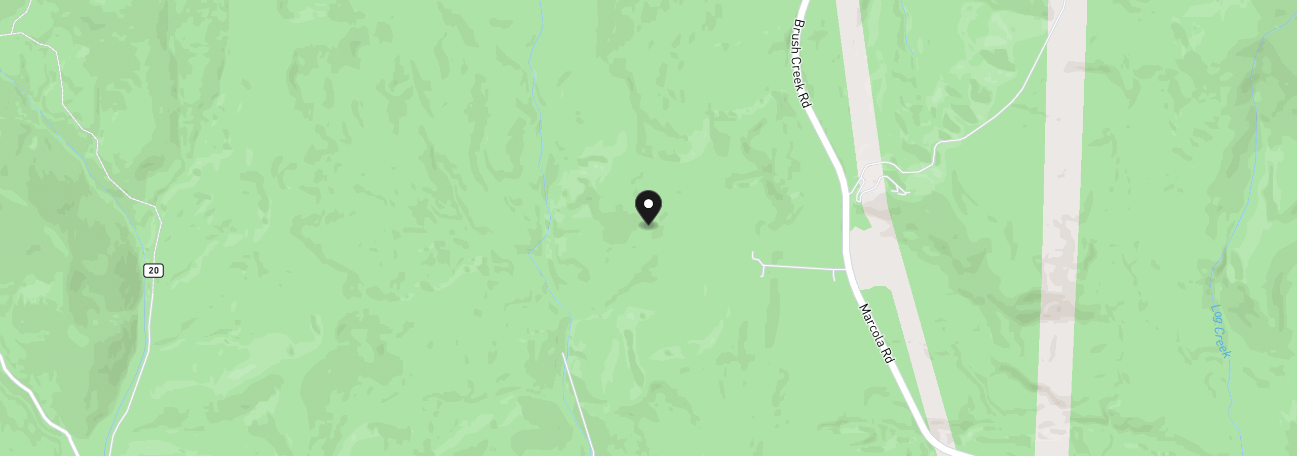 Map showing the location of Brush Creek Road, Marcola, OR 97454
