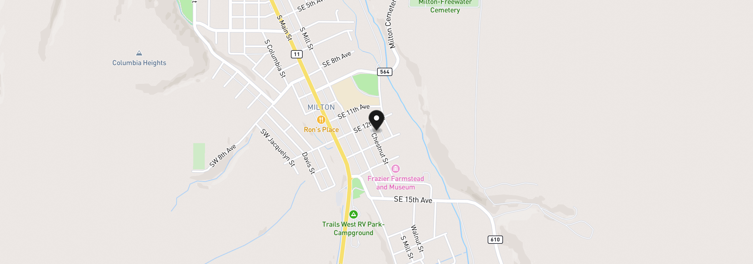 Map showing the location of 1211 Chestnut St, Milton-Freewater, OR 97862