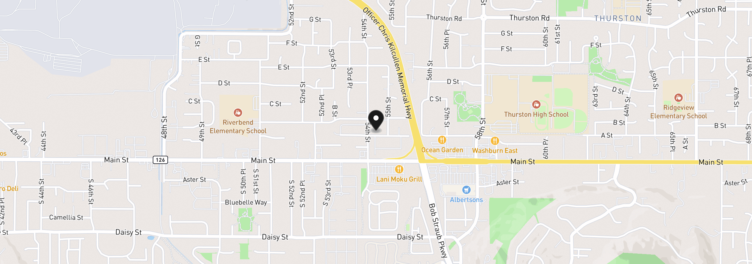 Map showing the location of 5418 A St, Springfield, OR 97478