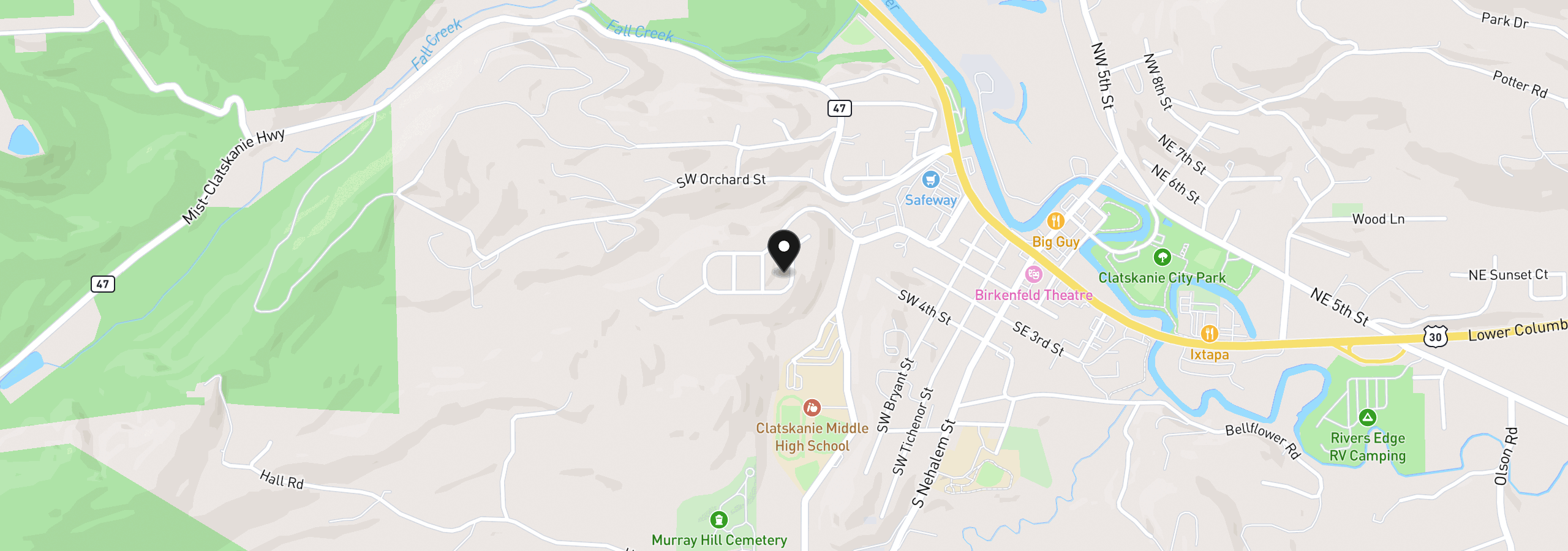 Map showing the location of 650 SW Chestnut St, Clatskanie, OR 97016