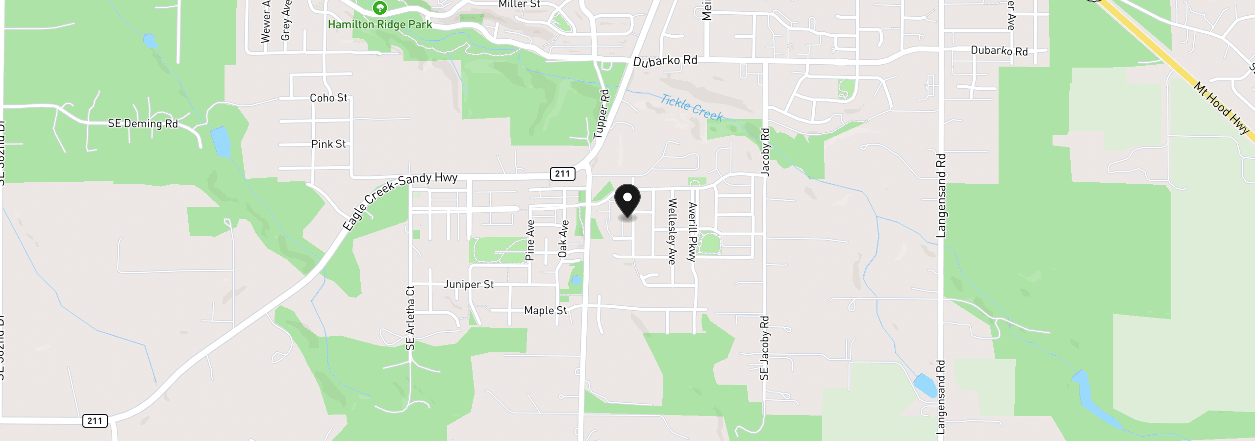 Map showing the location of 19095 Barrington Ave, Sandy, OR 97055